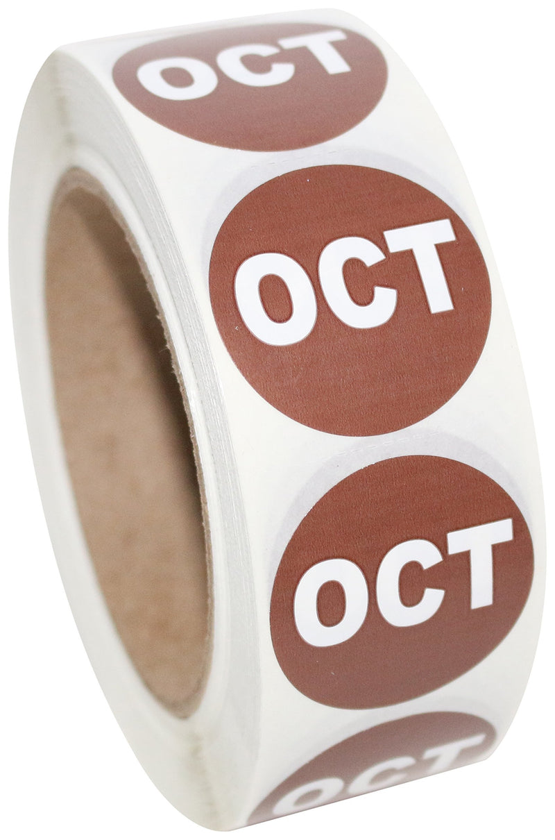Compulabel Inventory 1.5" Circle Labels, The Month OCT, 1000 Labels Per Roll, Brown, 1 Roll (821660)