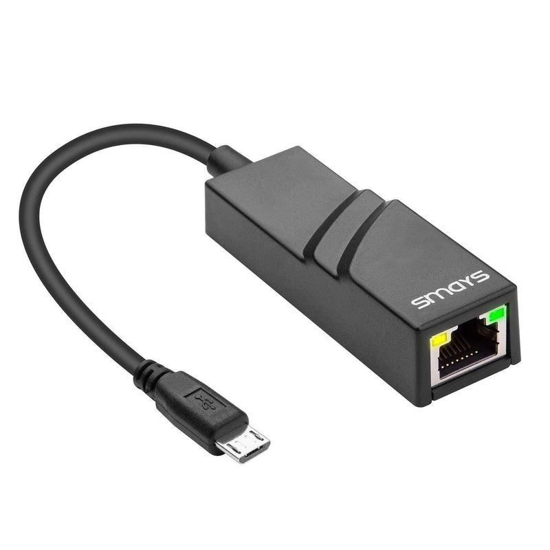 OTG Micro B Ethernet Adapter for Linux Raspberry Pi Zero W, Windows 10 Tablet (Lenovo Miix 2 8), Android Samsung Galaxy Tab Pro 10.1" - Micro USB 2.0 RJ45 10/100 LAN