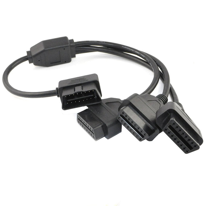 OLLGEN OBD2 Splitter Cable,OBD-II Extension Cable,1 Male to 3 Female Car Diagnostic Extender Cord Adapter,16 Pin Right Angle,1.6ft/50cm 1.64 Feet 50cm