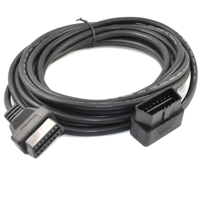 OLLGEN 5M/16.4ft OBD II Cable OBD2 16 Pin Right/Left Angle Male to Female OBD Extenstion Cable for Car Auto Diagnostic Extender Cord Adapter