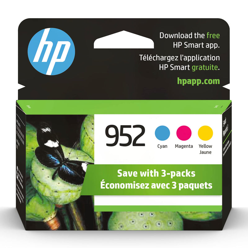 Original HP 952 Cyan, Magenta, Yellow Ink Cartridges (3-pack) | Works with HP OfficeJet 8702, HP OfficeJet Pro 7720, 7740, 8210, 8710, 8720, 8730, 8740 Series | Eligible for Instant Ink | N9K27AN Multipack