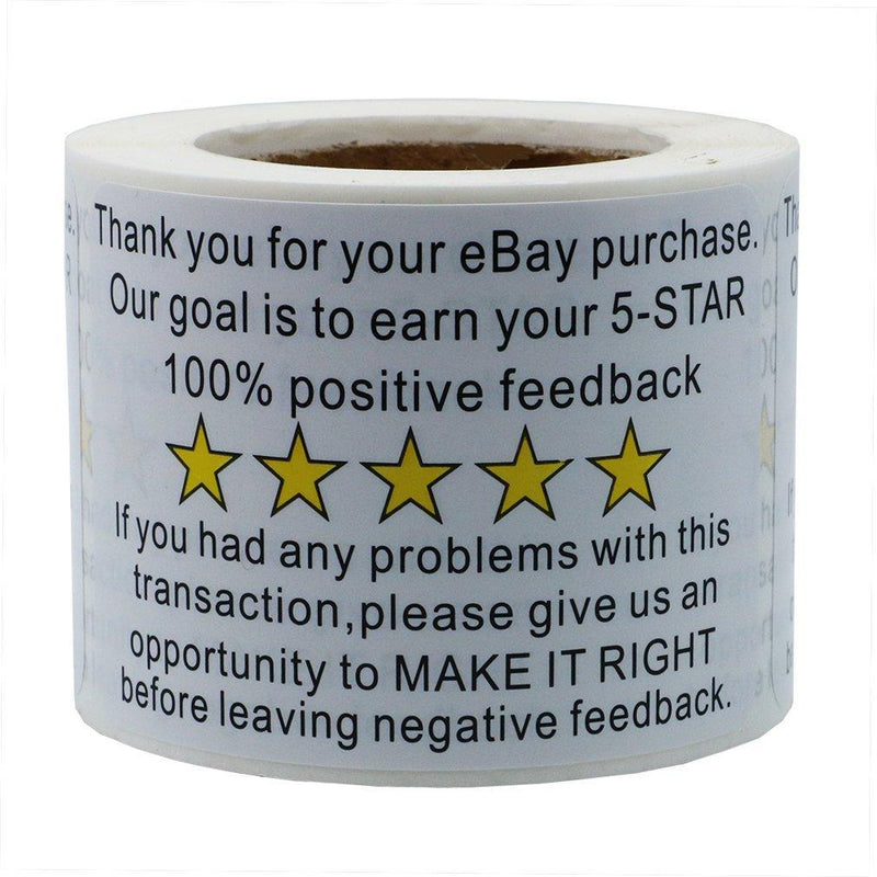 Hybsk 2"x3" Ebay Thank You for Your Purchase Feedback Shipping Labels Adhesive Label 200 Per Roll