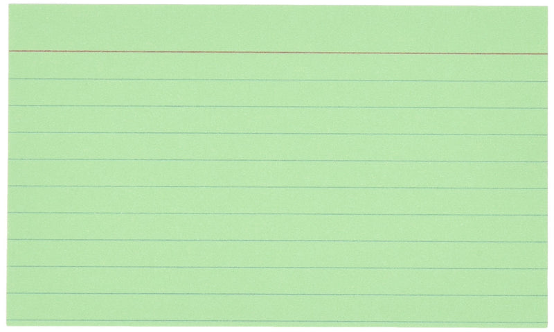 Oxford(R) Colored Recycled Index Cards, Ruled, 3in. x 5in, Green, 3 Pack Of 100 Cards