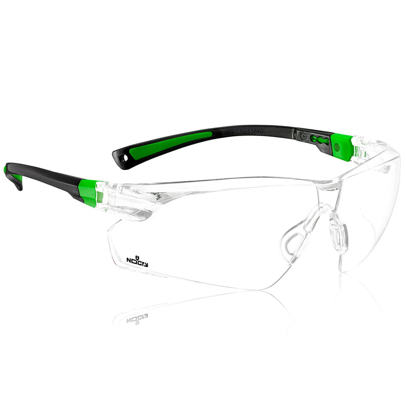 NoCry Safety Glasses with Clear Anti Fog Scratch Resistant Wrap-Around Lenses and No-Slip Grips, UV Protection. Adjustable, Black & Green Frames Clear Black & Green