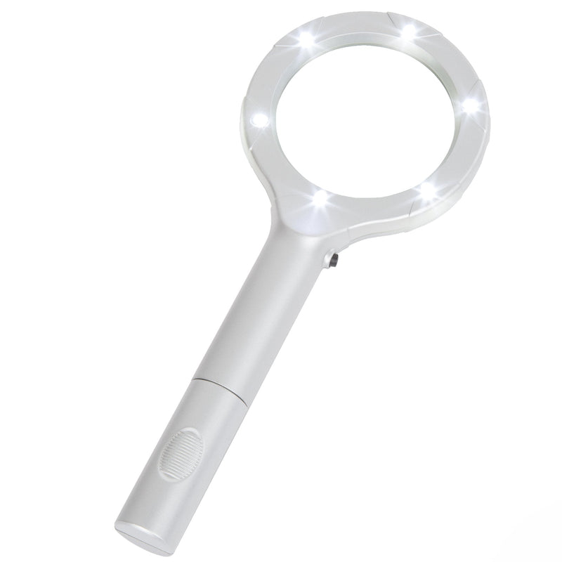 Stalwart 75-MAG1001 Magnifying Glass with LED Light, Lightweight Handheld Lighted 4X Magnifier, 8.25" x 3.4" x 0.9", Silver
