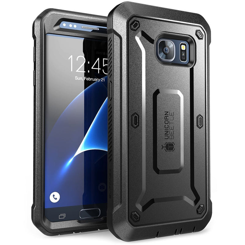 SUPCASE Unicorn Beetle Pro Series Case Designed for Galaxy S7, with Built-In Screen Protector Full-body Rugged Holster Case for Samsung Galaxy S7 (2016 Release) (Black/Black) (Black/Black)