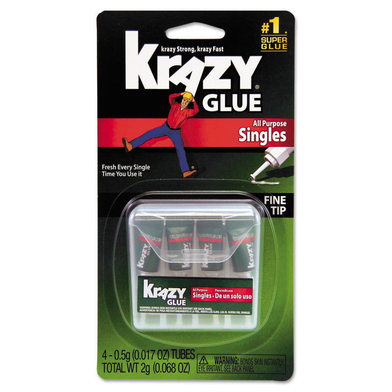 Krazy Glue Krazy Glue Single-Use Tubes w/Storage Case, 0.07 oz, 4/Pack