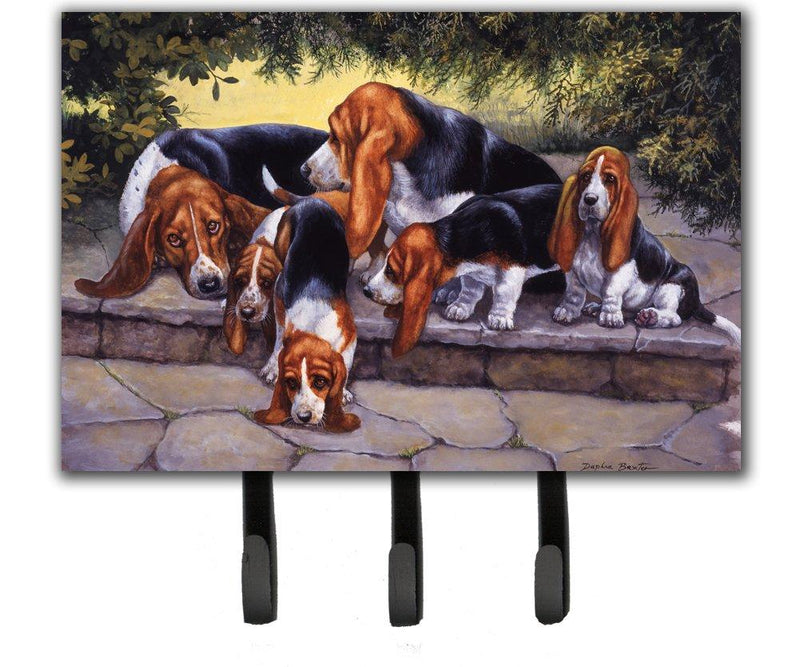 Caroline's Treasures BDBA0276TH68 Basset Hound Puppies, Momma and Daddy Leash or Key Holder, Triple, Multicolor