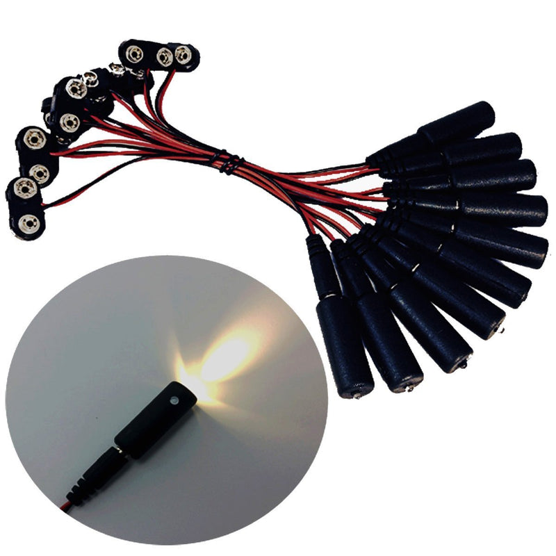 10 pack micro effects lights warm white LED operates on 9 volt battery mini spotlight for props scenery