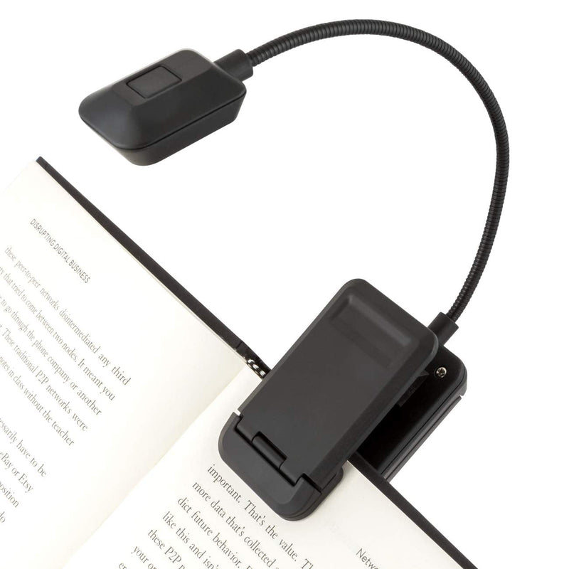 WITHit Quad Clip On Book Light – LED Reading Light with Clip for Books and eBooks, Dimmable Brightness, Portable & Lightweight Bookmark Light for Adults, Batteries Included Black