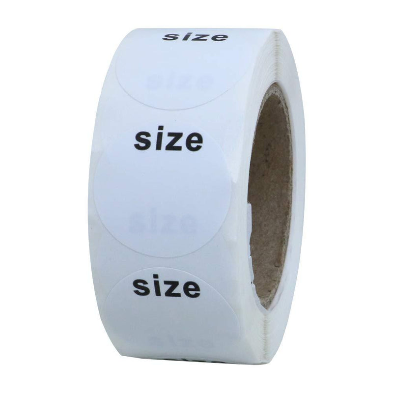 Hybsk White Blank Clothing Size Stickers 1 Inch Round Adhesive Labels for Apparel Retail Total 500 Per Roll