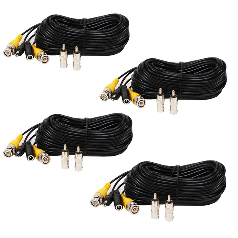 Henxlco 4 Pack 10ft CCTV Security Surveillance Camera Video Power Cable Pre-Made All-in-One BNC RCA Cable 10feet *4