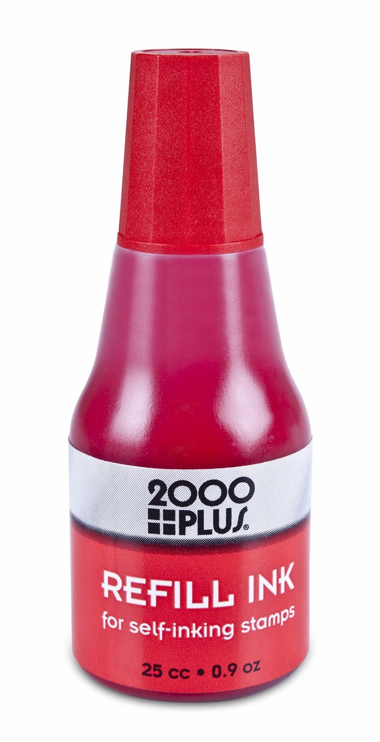 Cosco Self-Inking Stamp Ink Refill, 25 cc (.9 oz) bottle, Red Red Ink