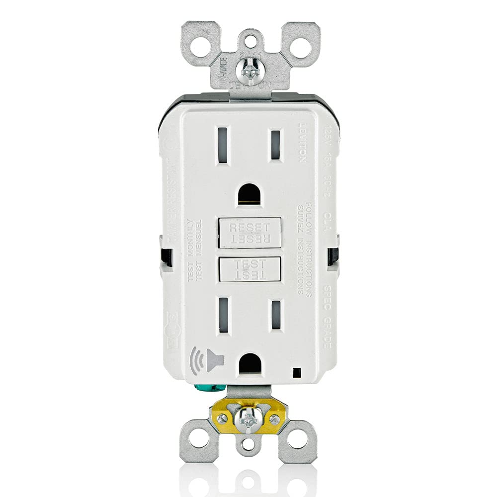 Leviton GFTA2-W SmartlockPro Self-Test Slim GFCI with Audible Trip Alert, Wallplate Included, 20 Amp, White