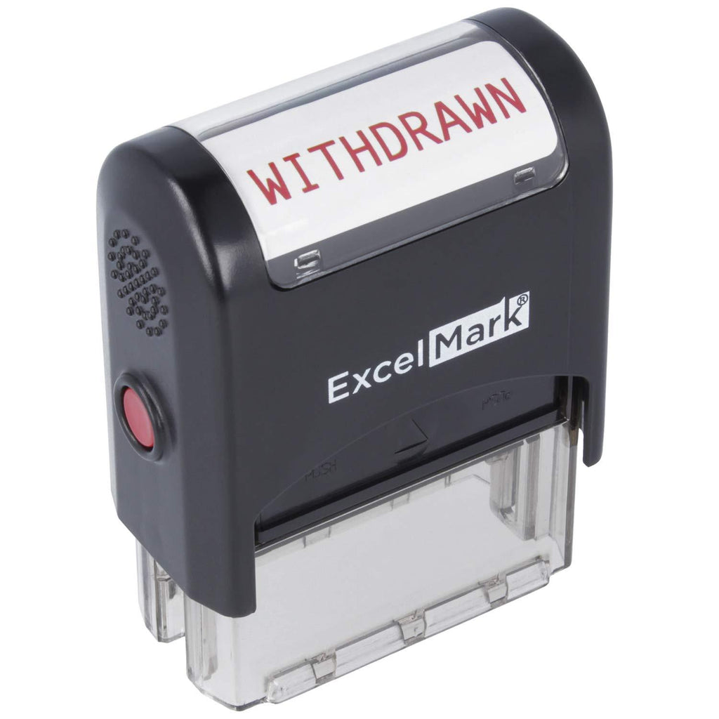 WITHDRAWN Self Inking Rubber Stamp - Red Ink (ExcelMark A1539)