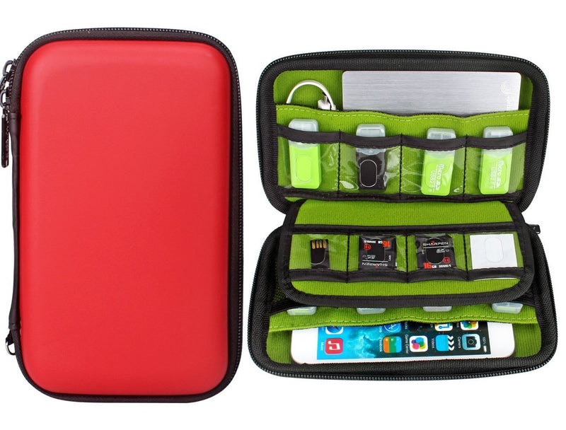 Aprince Digital Gadget Case Waterproof Memory Card Case, Designed for External Hard Drive,USB Flash Drives,Power Banks - Best for Traveling Red