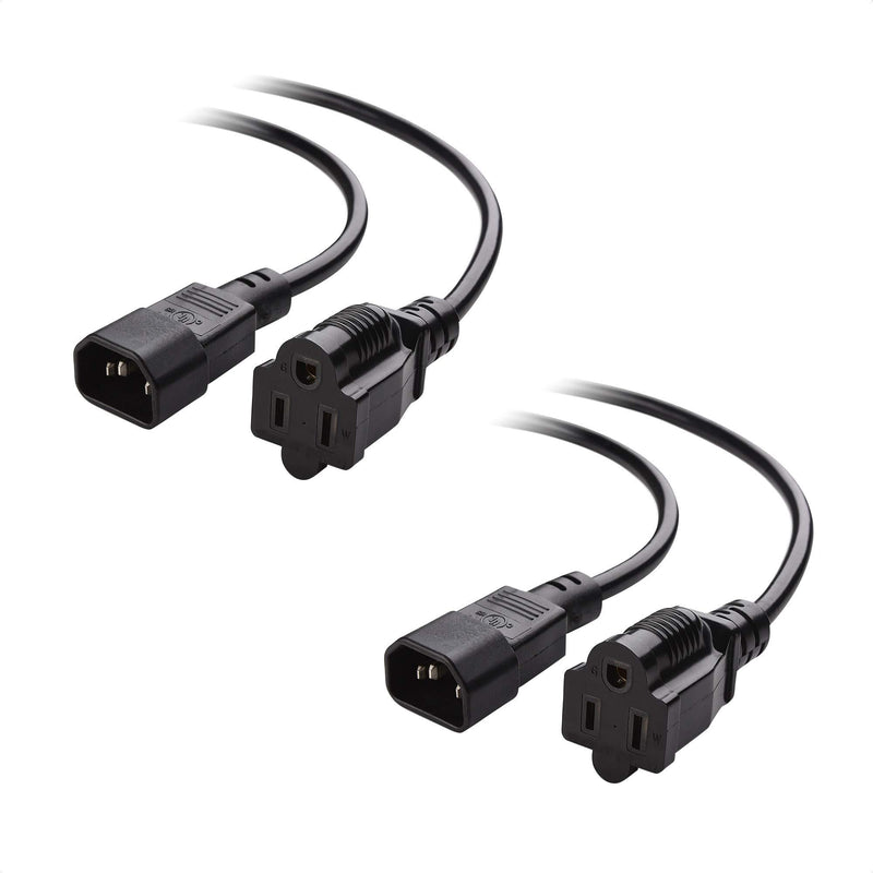 Cable Matters 2-Pack Computer Equipment to PDU Power Cord, Power Cable (IEC C14 to NEMA 5-15R) 3 Feet