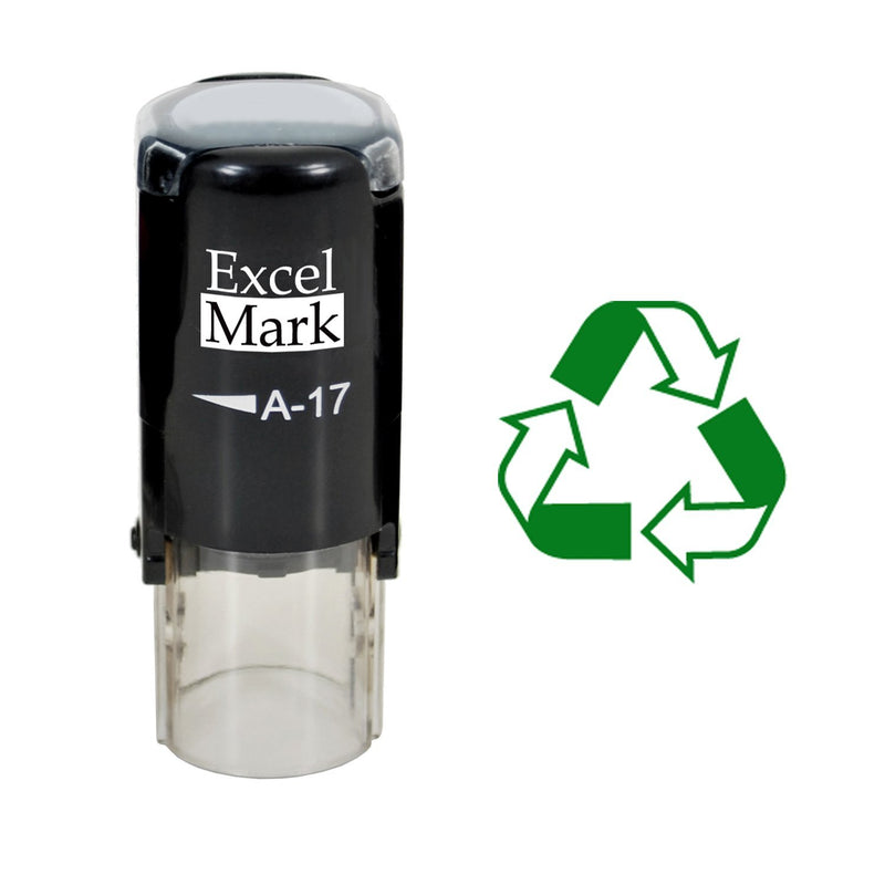 Recycle Symbol - ExcelMark A17 Self Inking Rubber Stamp - Green Ink