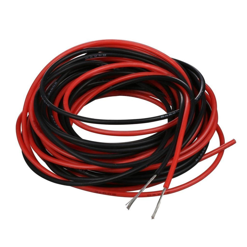 BNTECHGO 24 Gauge Silicone Wire red and Black Each 10ft Flexible 24 AWG Stranded Copper Wire 24 gauge silicone wire 10ft and 10ft