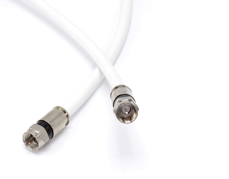 50' Feet, White RG6 Coaxial Cable (Coax Cable) with Connectors, F81 / RF, Digital Coax - AV, Cable TV, Antenna, and Satellite, CL2 Rated, 50 Foot