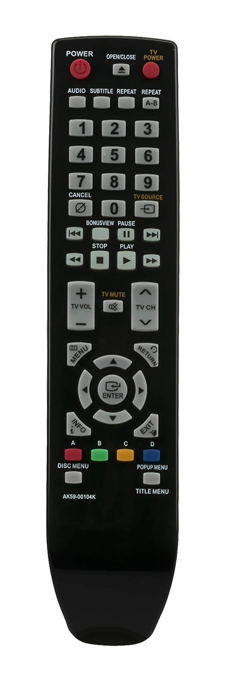 New Replaced Remote Control AK59-00104K ak5900104k Compatible for Samsung Blu-ray DVD Player BDP3600 BDP-1590 BD-P1600 BDP1602 BD-P4600 BD-P3600 BD-P1590 BD-P1600/XAA Bd-p1590c Bd-p1650 BD-P1600A