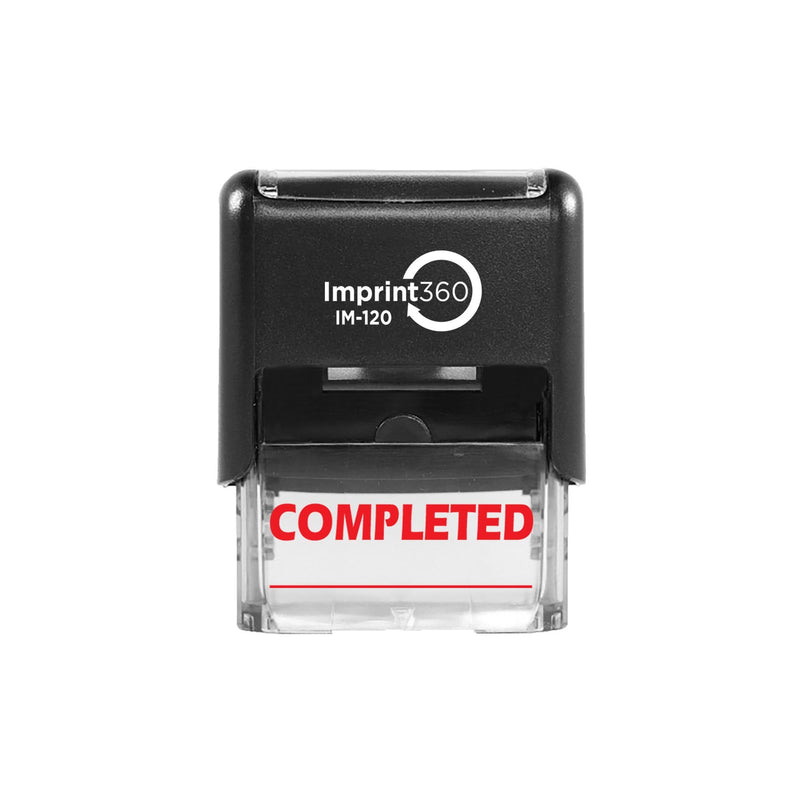 Imprint 360 AS-IMP1037 - Completed w/Signature Line, Heavy Duty Commerical Quality Self-Inking Rubber Stamp, Red Ink, 9/16" x 1-1/2" Impression Size, Laser Engraved for Clean, Precise Imprints