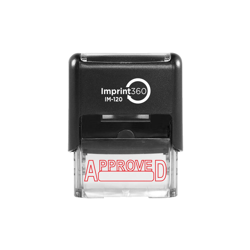 Supply360 AS-IMP1000 - Approved w/Signature Box, Heavy Duty Commerical Quality Self-Inking Rubber Stamp, Red Ink, 9/16" x 1-1/2" Impression Size, Laser Engraved for Clean, Precise Imprints