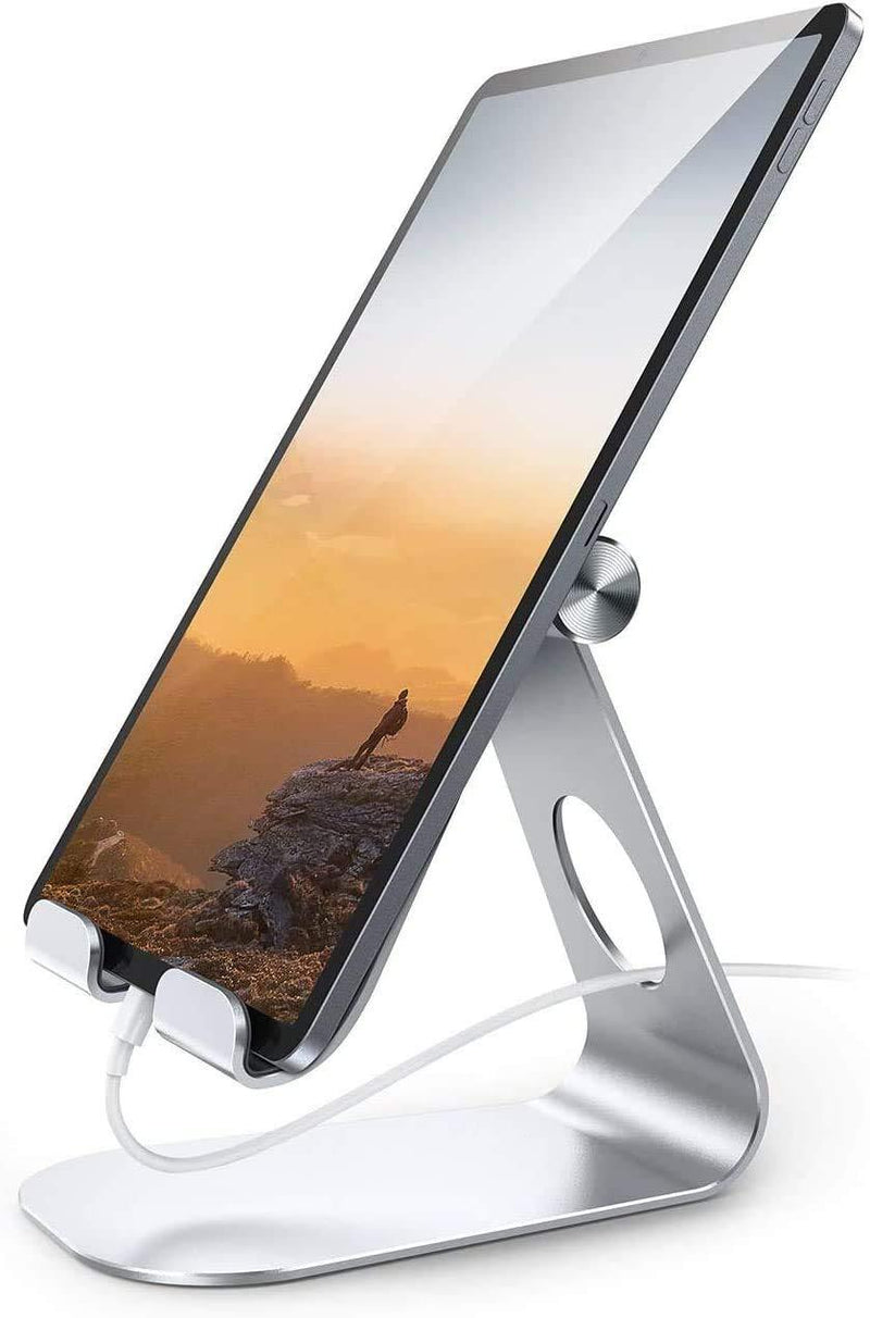 Tablet Stand Adjustable, Lamicall Tablet Stand : Desktop Stand Holder Dock Compatible with Tablet Such as iPad Pro 9.7, 10.5, 12.9 Air Mini 4 3 2, Kindle, Nexus, Tab, E-Reader (4-13") - Silver