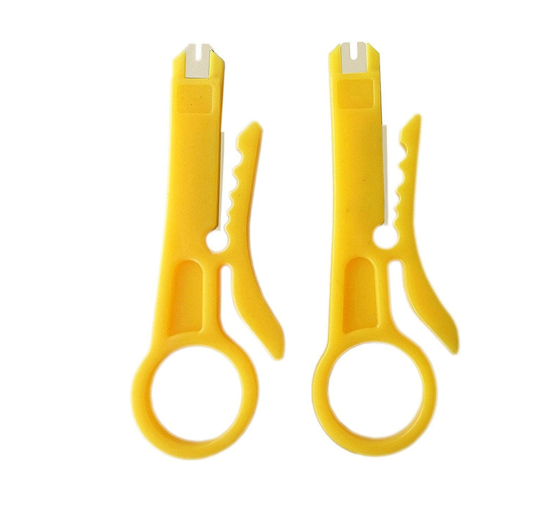 (2IN1) Mini Wire Stripper Crimper Pliers Crimping Tool Cable Stripping Wire Cutter Punch Down Cutter for RJ45 Cat5 Network Wire Cable,Data Telephone cable,Computer UTP Cable (2-Pack,Wire stripping)