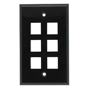 InstallerParts 6 Port Keystone Wallplate Black Smooth Face