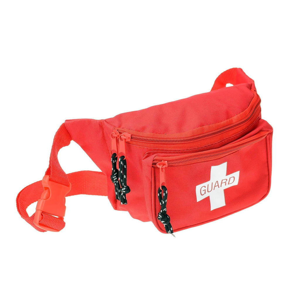 Dealmed Lifeguard Fanny Pack with Logo, E-Z Zipper Design and 3 Pockets, Red (1) 1