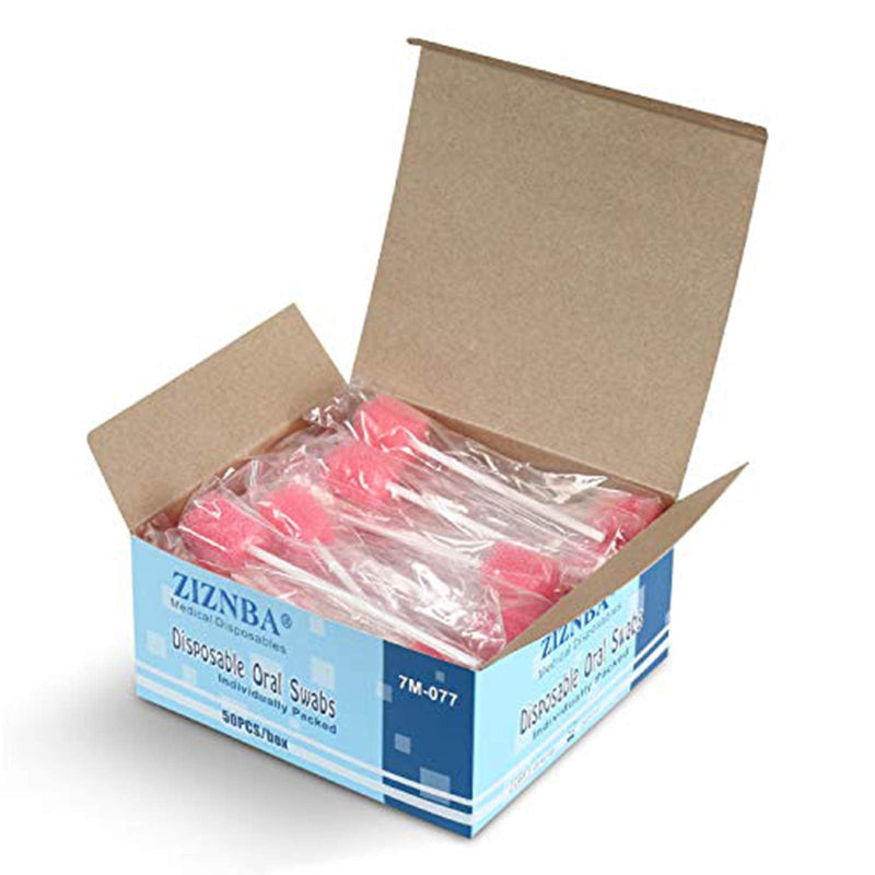 Disposable Oral Care Sponge Swabs(50pcs Pink) Petal shape pink