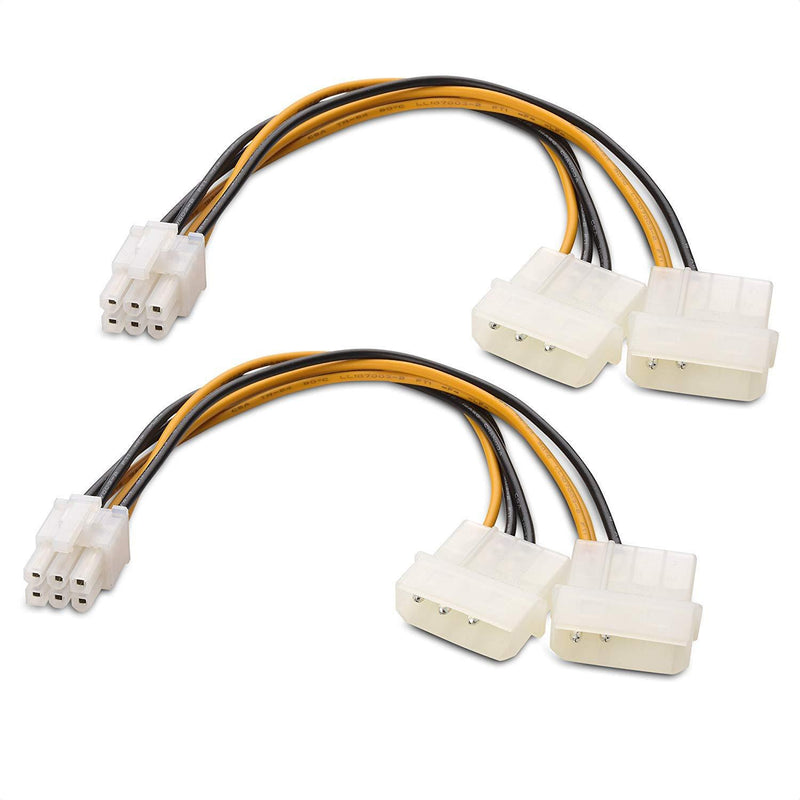 Cable Matters 2-Pack 6 Pin PCIe to Molex Power Cable, 2 Molex to 6 Pin PCIe - 6 Inches