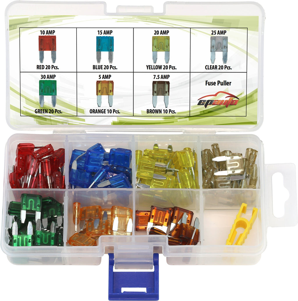 120 Pieces - EPAuto Assorted Car Truck Mini Blade Fuse Set (5/7.5/10 / 15/20 / 25/30 AMP)