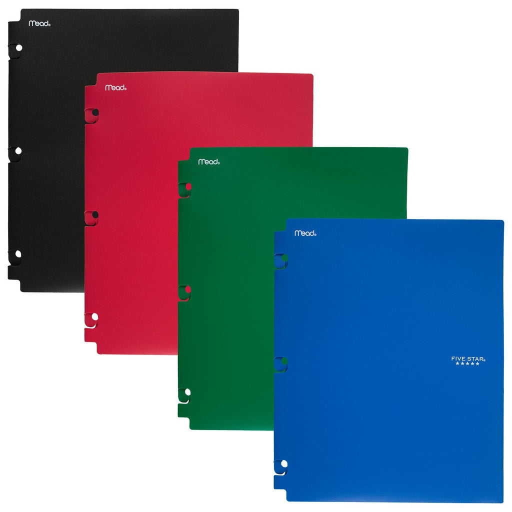 Five Star 2-Pocket Folders, Snap-In Binder Folder, Assorted Primary Colors, 4 Pack (73266)