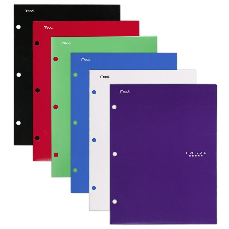 Five Star 4 Pocket Folders, 2 Pocket Folders Plus 2 Additional Pockets, Assorted Colors, 6 Pack (38058) Primary