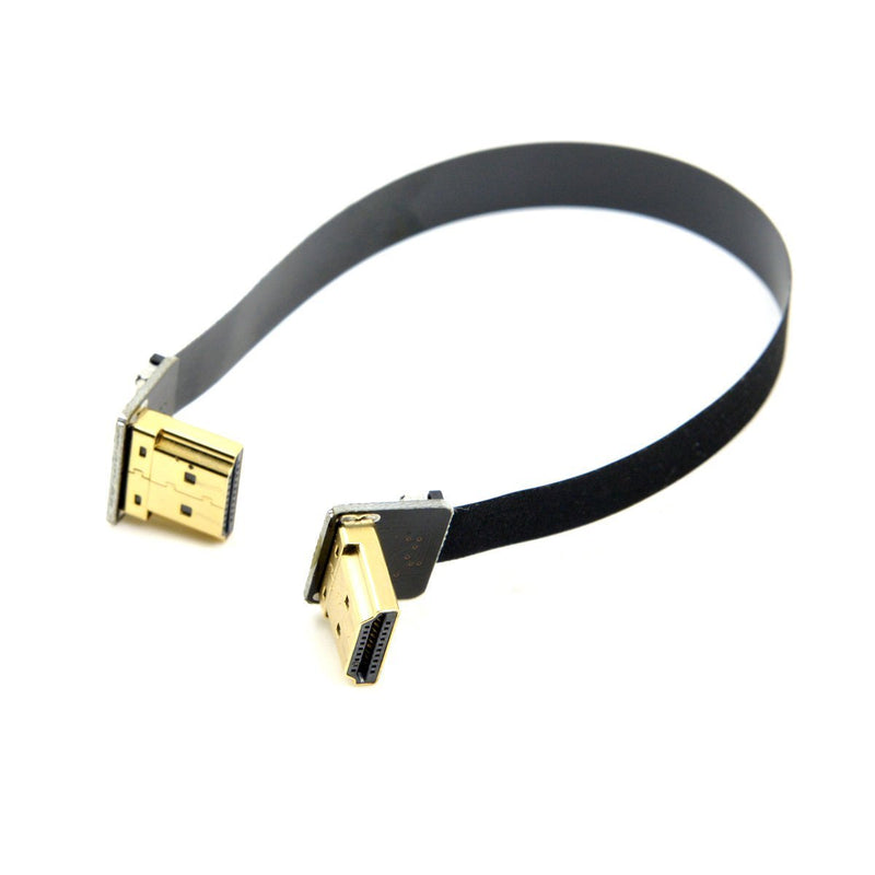 CY FPV Dual Up Angled 90 Degree HDMI Type A Male to Male HDTV FPC Flat Cable 20cm for Multicopter Aerial Photography 0.2m