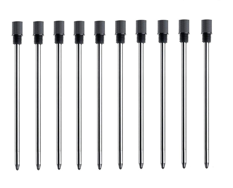 MengRan 2.75'' Ballpoint Pen Refills,Standard D1 Ballpoint Pen Refill (Remove Black Hat),Metal Refill,Black Ink,(Pack of 10) 10 pcs Black ink