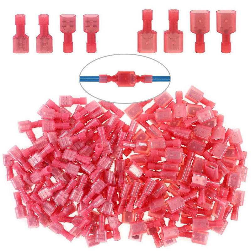 Glarks 50pcs 22-16 Gauge Fully Insulated Female Male Spade Nylon Quick Disconnect Electrical Insulated Crimp Terminals Connectors Assortment Kit