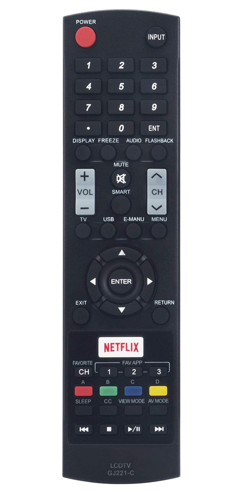 GJ221-C Replaced Remote fit for Sharp LCD TV LC32LE653U LC-32LE653U LC40LE653U LC-40LE653U LC43LE653U LC-43LE653U LC48LE653U LC-48LE653U LC55LE653U LC-55LE653U LC65LE645U LC-65LE645U LC65LE653U