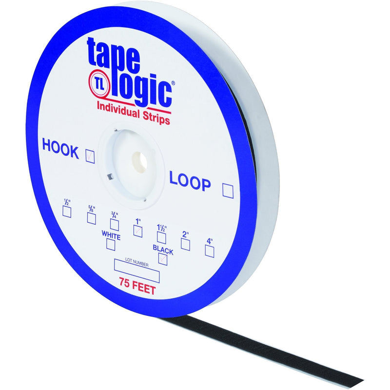 BOX BHLT101 Tape Logic Individual Strips, Hook, 75' Length, 0.5" Width, Black