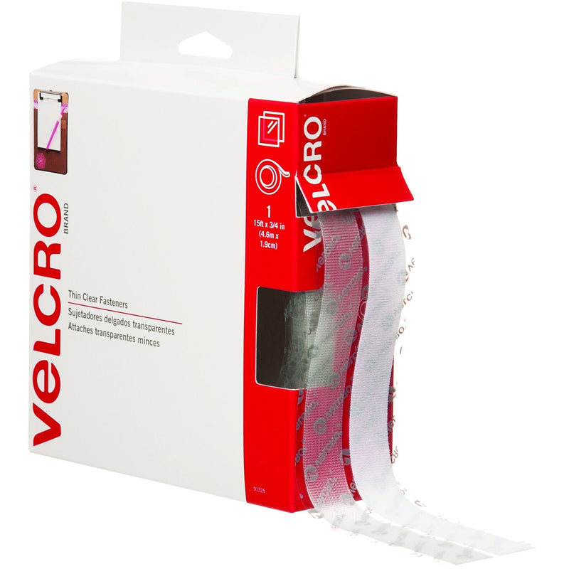 BOX USA BVEL150 Velcro Tape, Combo Packs, 15' Length, 0.75" Width, Clear