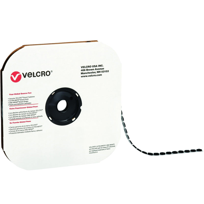 Partners Brand PVEL170 Velcro Tape, Individual Dots, Hook, 0.625" Length, 0.625" Width, Black (Pack of 1200)