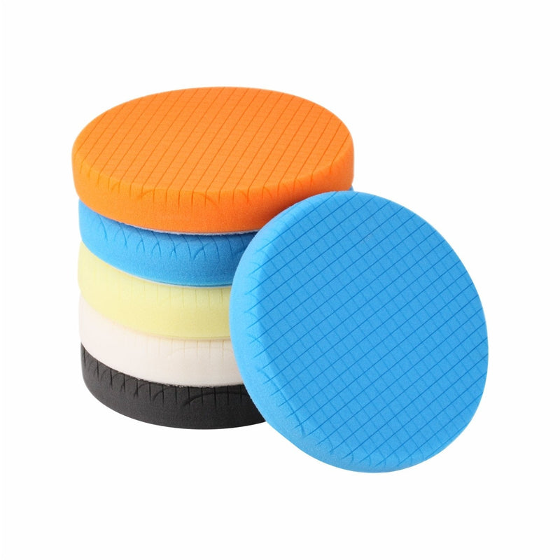 SPTA Buffing Polishing Pads, 5Pc 7.5 Inch Face for 7 Inch Backing Plate, Compound Buffing Sponge Pads Cutting Polishing Pad Kit for Car Buffer Polisher Compounding, Polishing and Waxing -SPTA0010SET