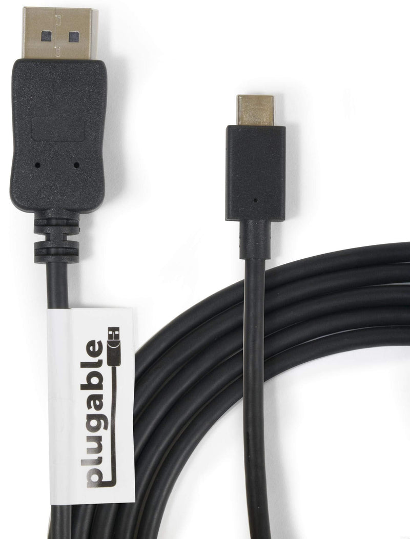 Plugable USB C to DisplayPort Adapter - 6ft (1.8m) Adapter Cable (Supports Resolutions up to 4K at 60Hz)