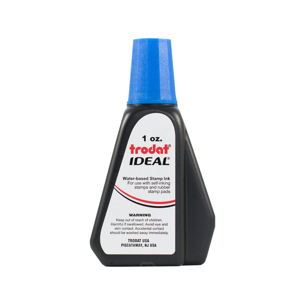 Trodat/Ideal 45175 premium replacement ink - Blue - 1 ounce bottle