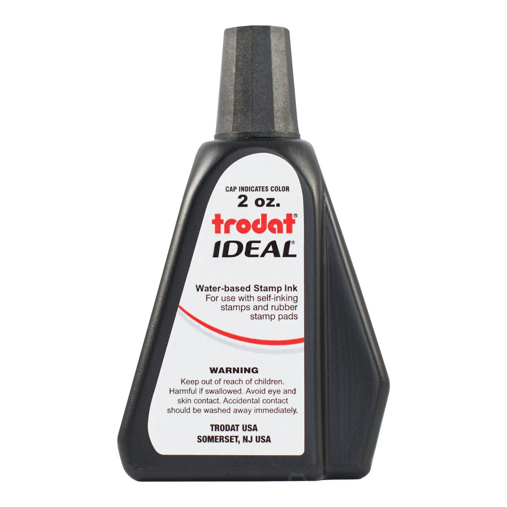 Trodat AS-TRO52734 Ideal Premium Replacement Ink for Use with Most Self Inking and Rubber Stamp Pads, 2 oz, Black 2oz. Bottle