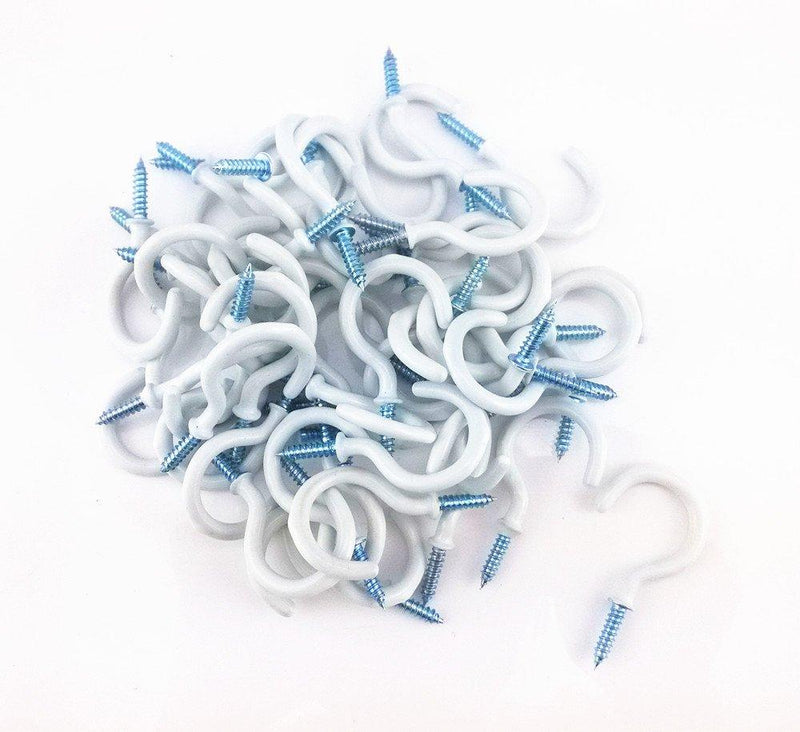 Yueton 50pcs Vinyl Coated Screw-in Ceiling Hooks Cup Hooks (White) White