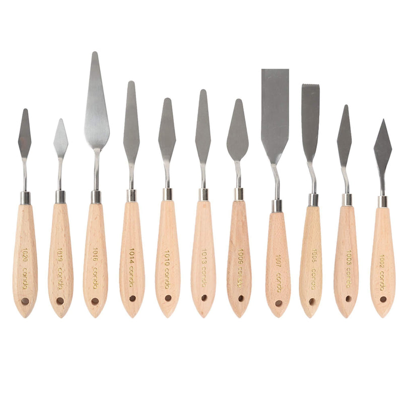 CONDA 11 Piece Stainless Steel Spatula Palette Knife Professional Palette Knife Painting Wood Handle A160PK