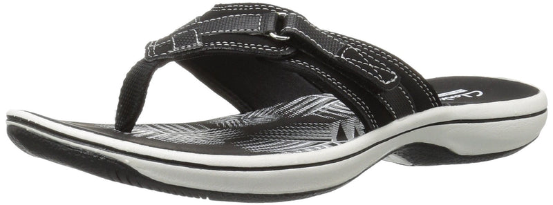 Clarks Womens Breeze Sea Flip Flops Comfort Summer Sandals 5 Black Synthetic